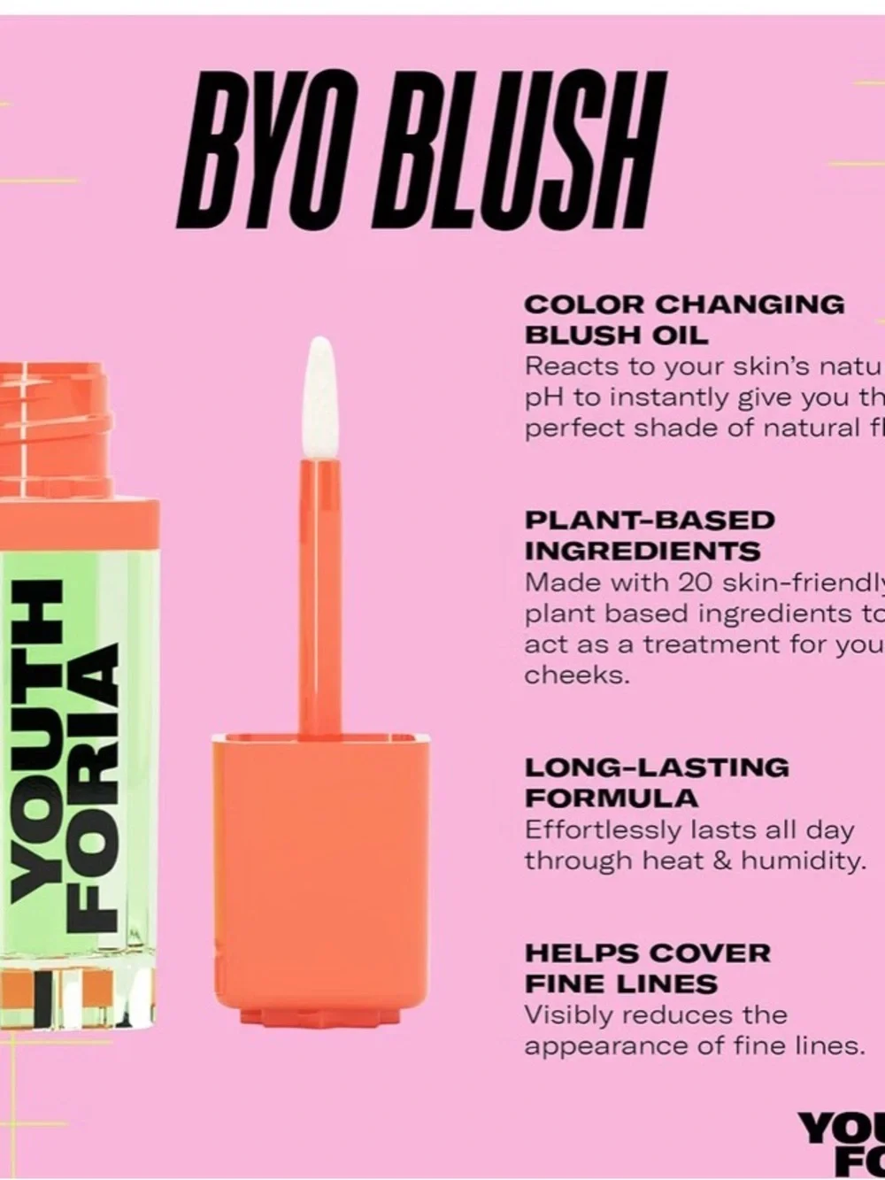Youth Foria BYO Blush Color-Changing Blush Oil — for lips to!  MSRP 36.00